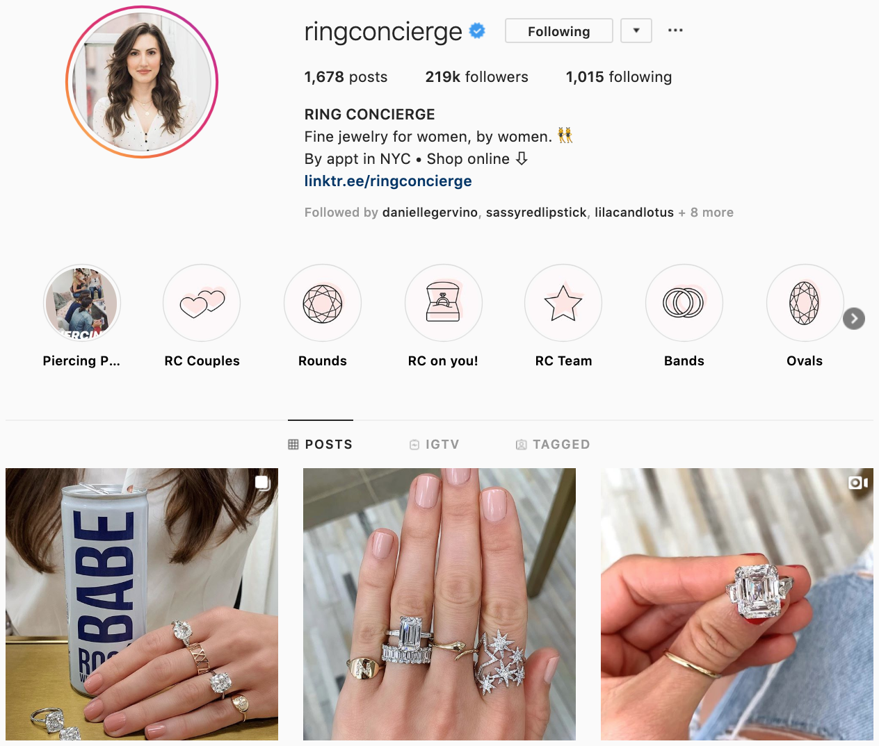 Anillo Concierge en Instagram - las mejores marcas a seguir