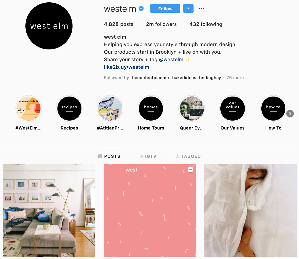 West Elm en Instagram - las mejores marcas a seguir