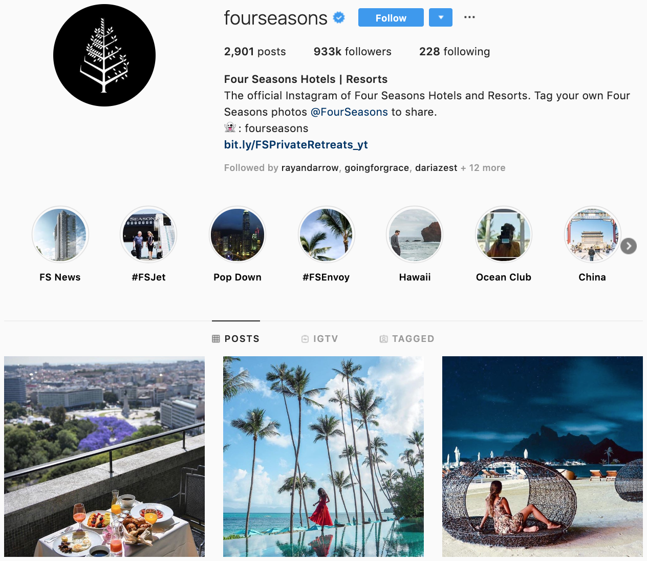 Four Seasons en Instagram - las mejores marcas a seguir