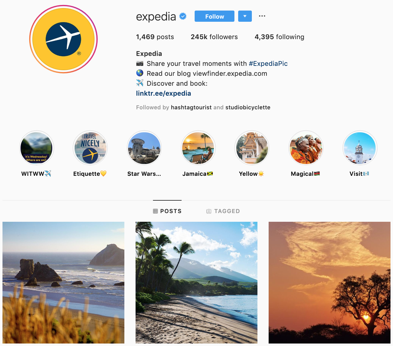 Expedia en Instagram - las mejores marcas a seguir