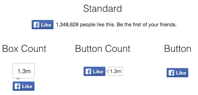 Selección de botones "Me gusta" de Facebook