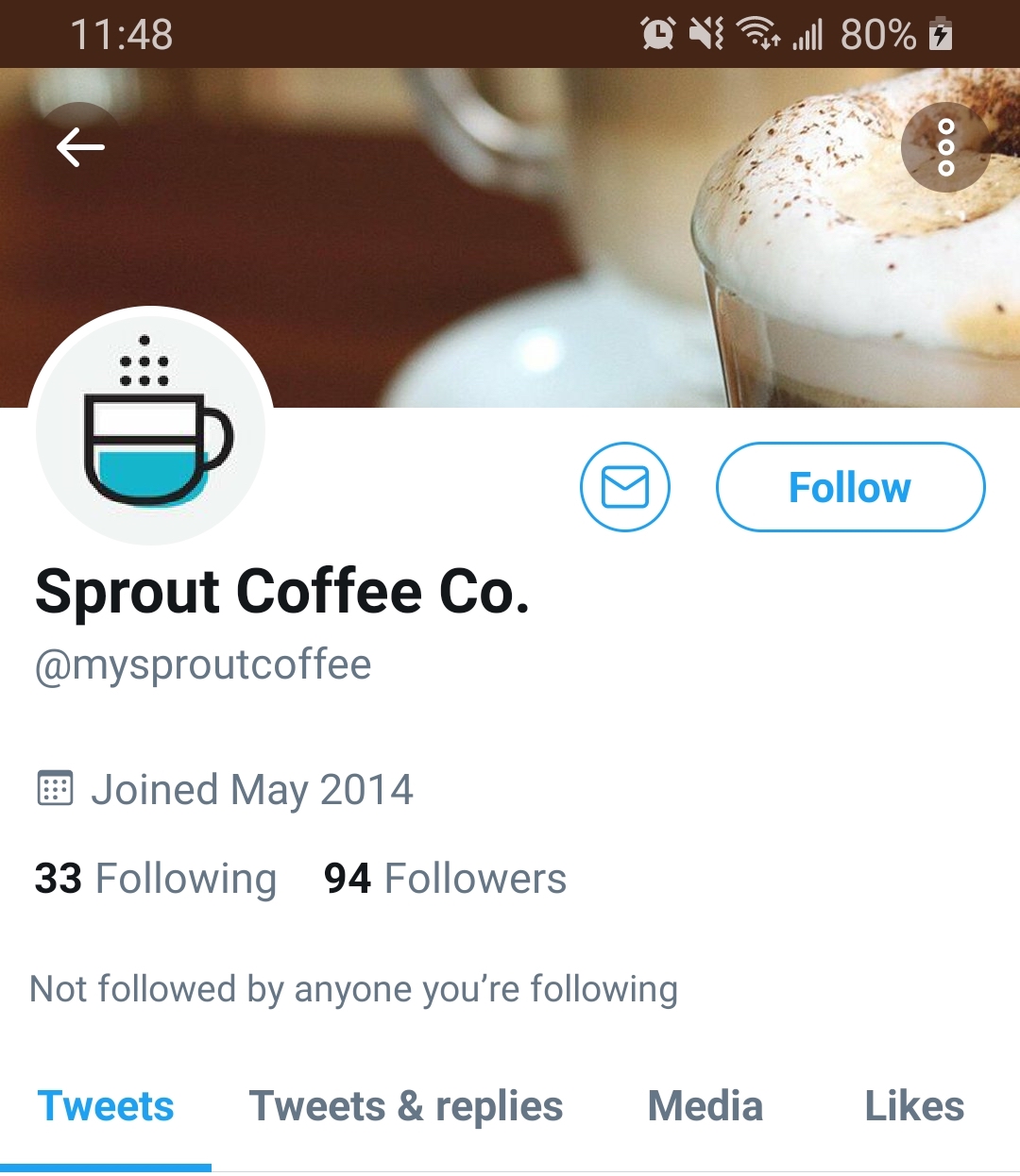 Perfil de Twitter de Sprout Coffee