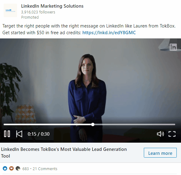 Los anuncios de video de LinkedIn son populares para la generación de leads en este momento